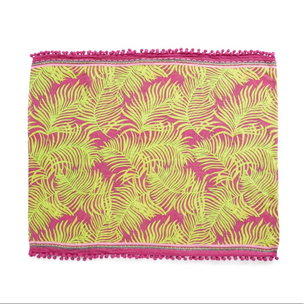 Vera Bradley Scarf Embellished Infinity Scarf w/ Tassel Fringe in Palm Frond NWT